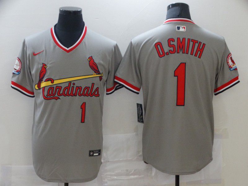 Men St.Louis Cardinals #1 O.Smith Grey Game 2021 Nike MLB Jersey